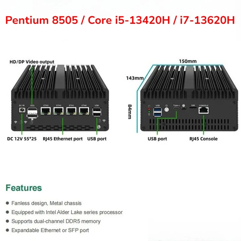 Mini PC sans ventilateur Penti - Pfsense Firewall Router 2.5G 4 I226 avis et prix